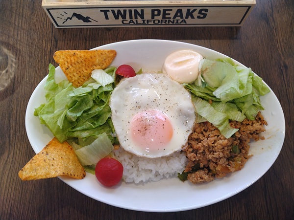 まぜ飯セット(通常サイズ,300円):タコスとガパオ